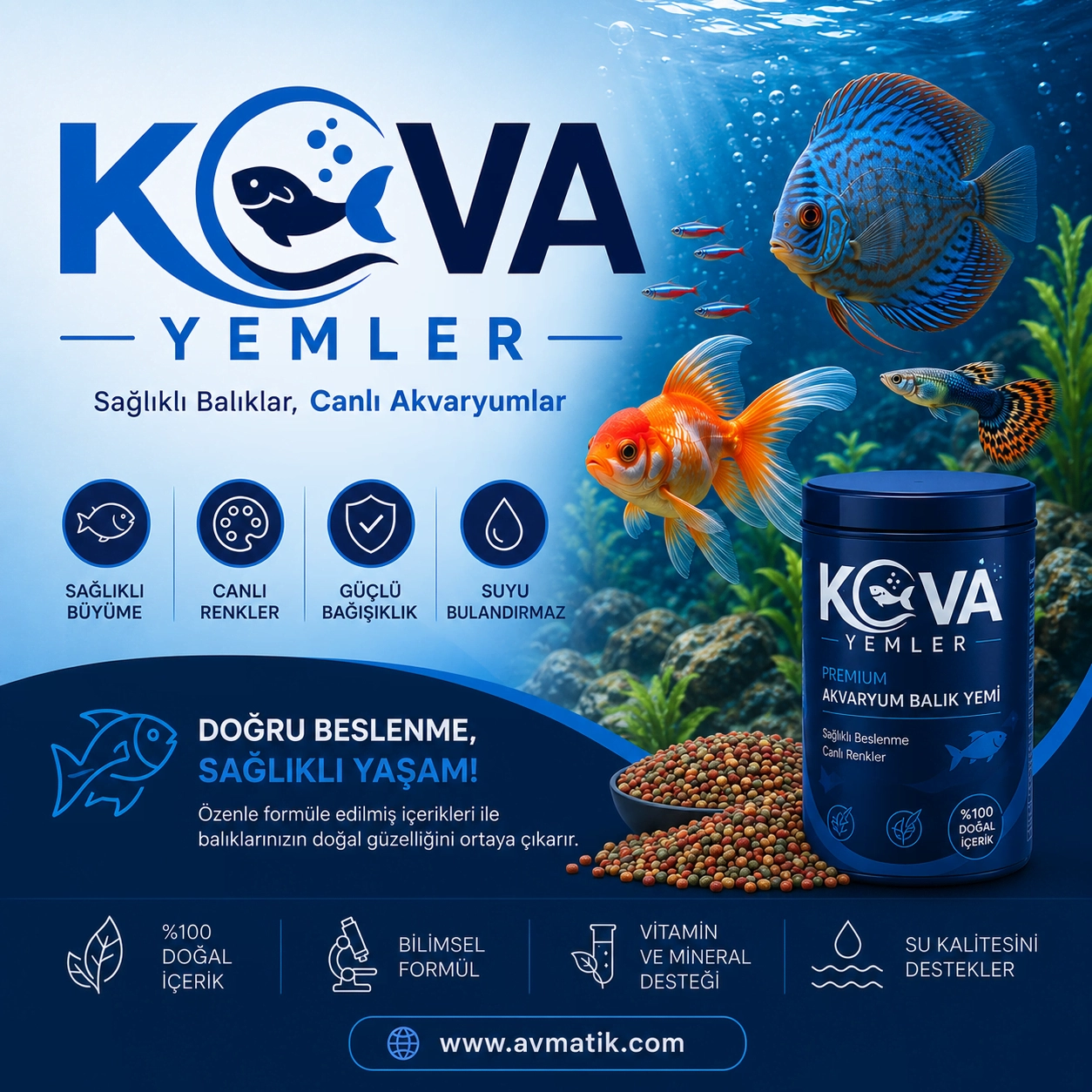 kova yemler, balık yemleri, akvaryum yemi