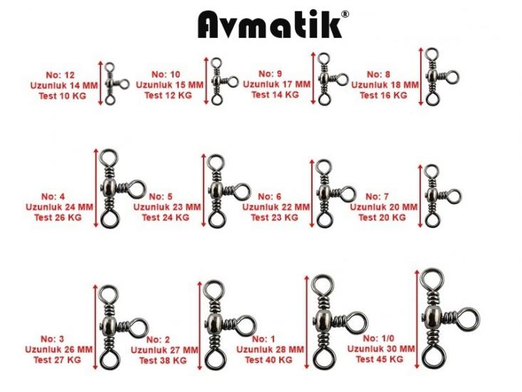 Avmatik Swivel T Üçlü Fırdöndü 10 Adet No: 6