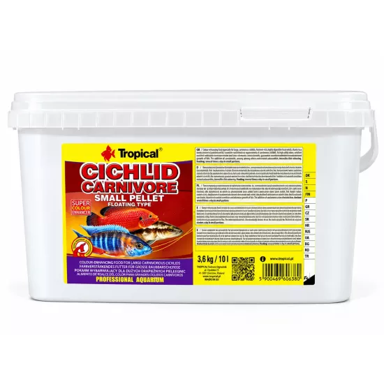 Tropical Cichlid Carnivore Small Pellet 3,6 Kg / 10 L Kova Yem