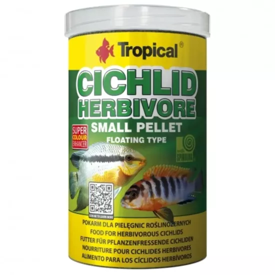 Tropical Cichlid Herbivore Small Pellet 1000ml 360Gr Kutu Yem