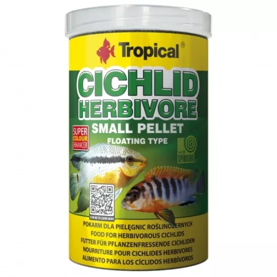 Tropical Cichlid Herbivore Small Pellet 1000ml 360Gr Kutu Yem