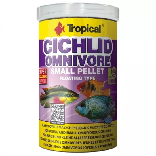 Tropical Cichlid Omnivore Small Pellet 1000ml 360Gr Kutu Yem