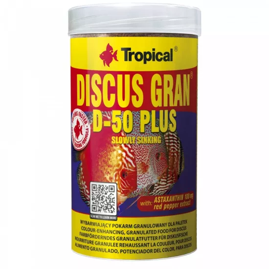 Tropical Discus Gran D-50 Plus 1000 ml 440 Gr Kutu Yem