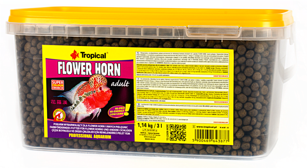 Tropical Flower Horn Adult Pellet 1,14 Kg / 3 L Kova Yem