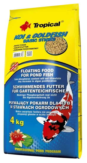 Tropical Koi Goldfish Basic Sticks 4 Kg / 50 L Torba Yem