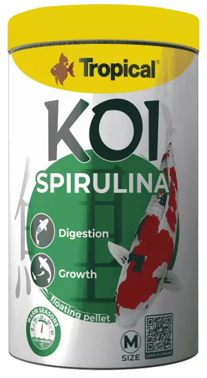 Tropical Koi Spirulina Pellet Size M 1000 ml 320 Gr Kutu Yem