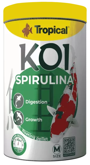 Tropical Koi Spirulina Pellet Size M 1000 ml 320 Gr Kutu Yem